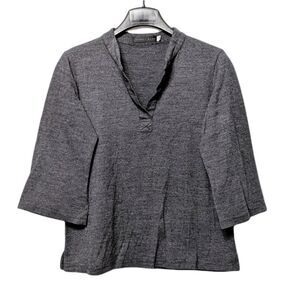 SUNHEE MOON 100% Wool Cropped 3/4 Sleeve Top L